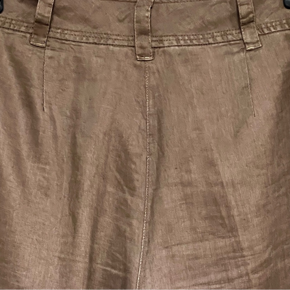 Sunny Leigh Linen Wide Leg Ankle Pants Fully Lined Brown Size 4 - Picture 4 of 9